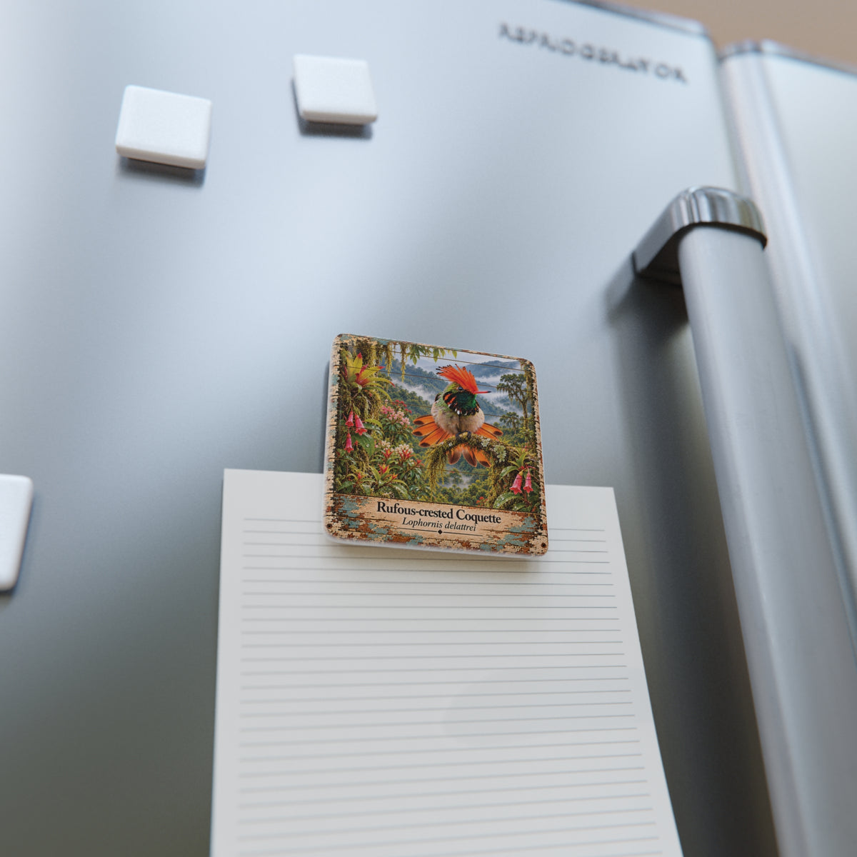 Rufous-crested Coquette Porcelain Tile Magnet