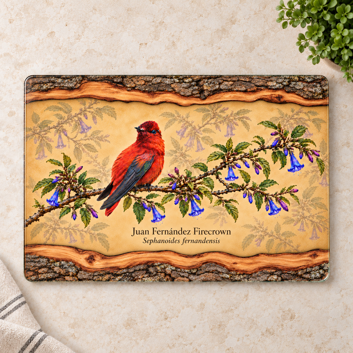 Juan Fernández Firecrown Glass Cutting Board with Juan Bueno Tree