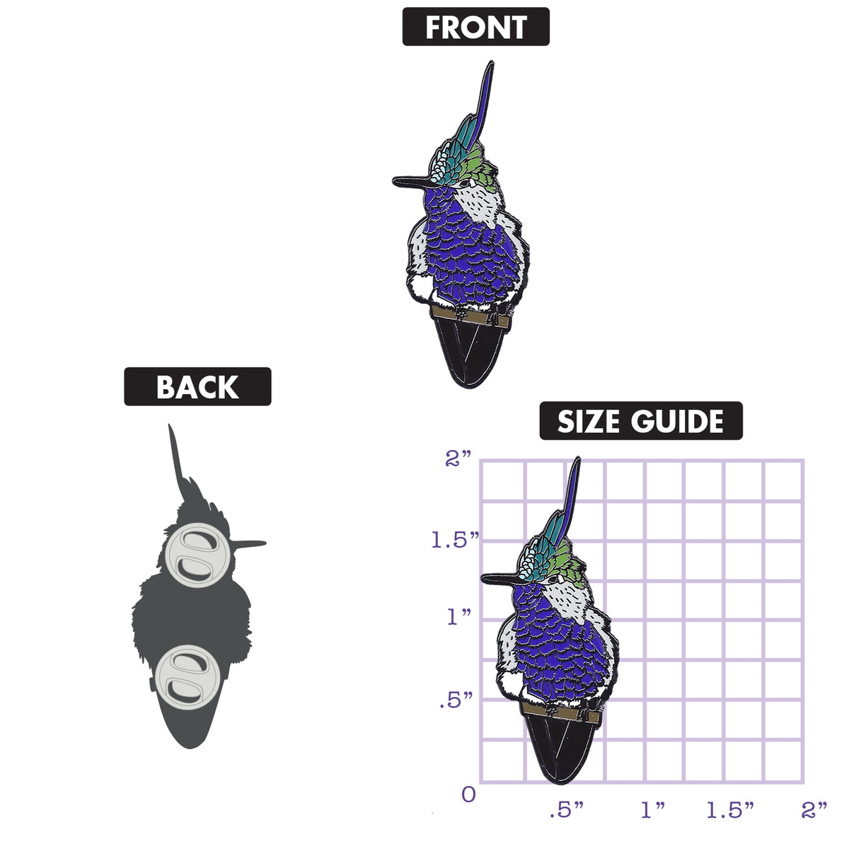 Green-crowned Plovercrest pin artwork proof