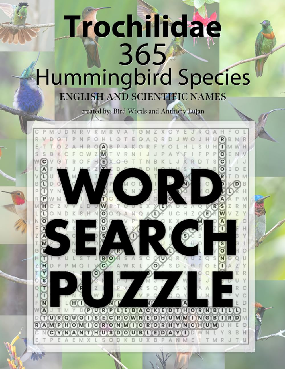 Trochilidae - 365 Hummingbird Species, Word Search