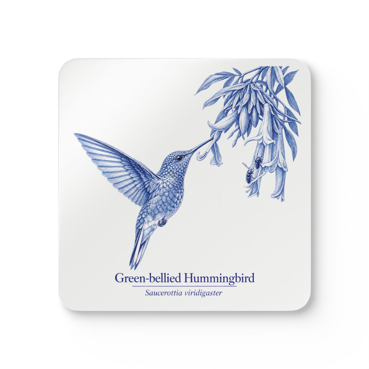 Green-bellied Hummingbird Blue Melft Cork Coaster Set