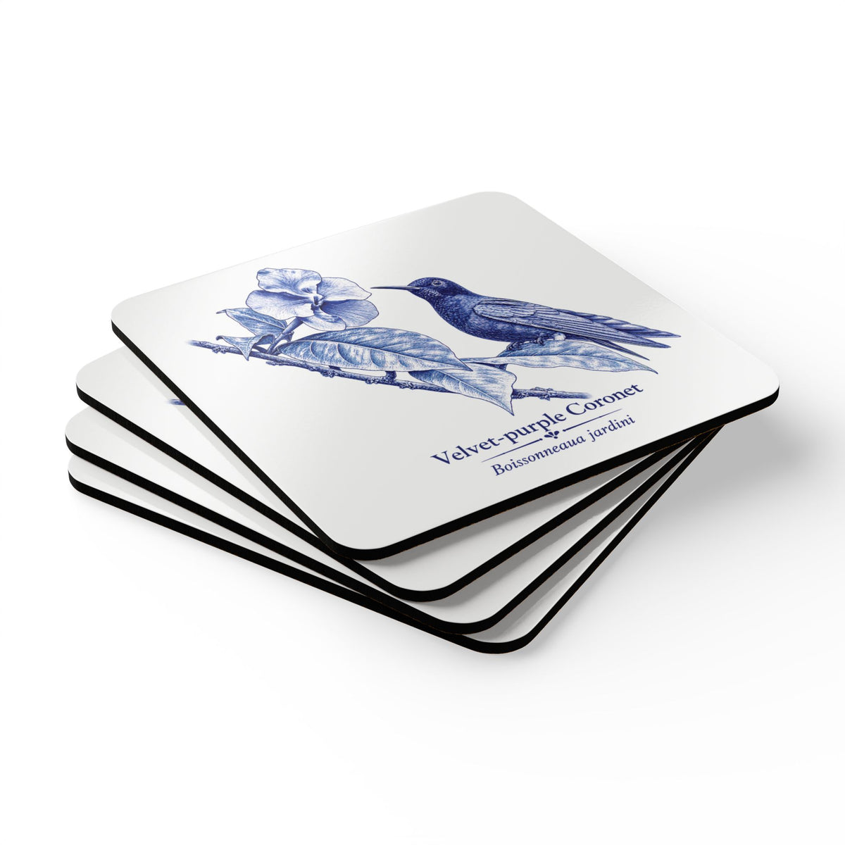 Velvet-purple Coronet Blue Melft Cork Coaster Set