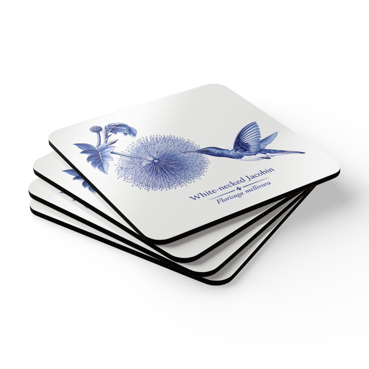 White-necked Jacobin Blue Melft Cork Coaster Set