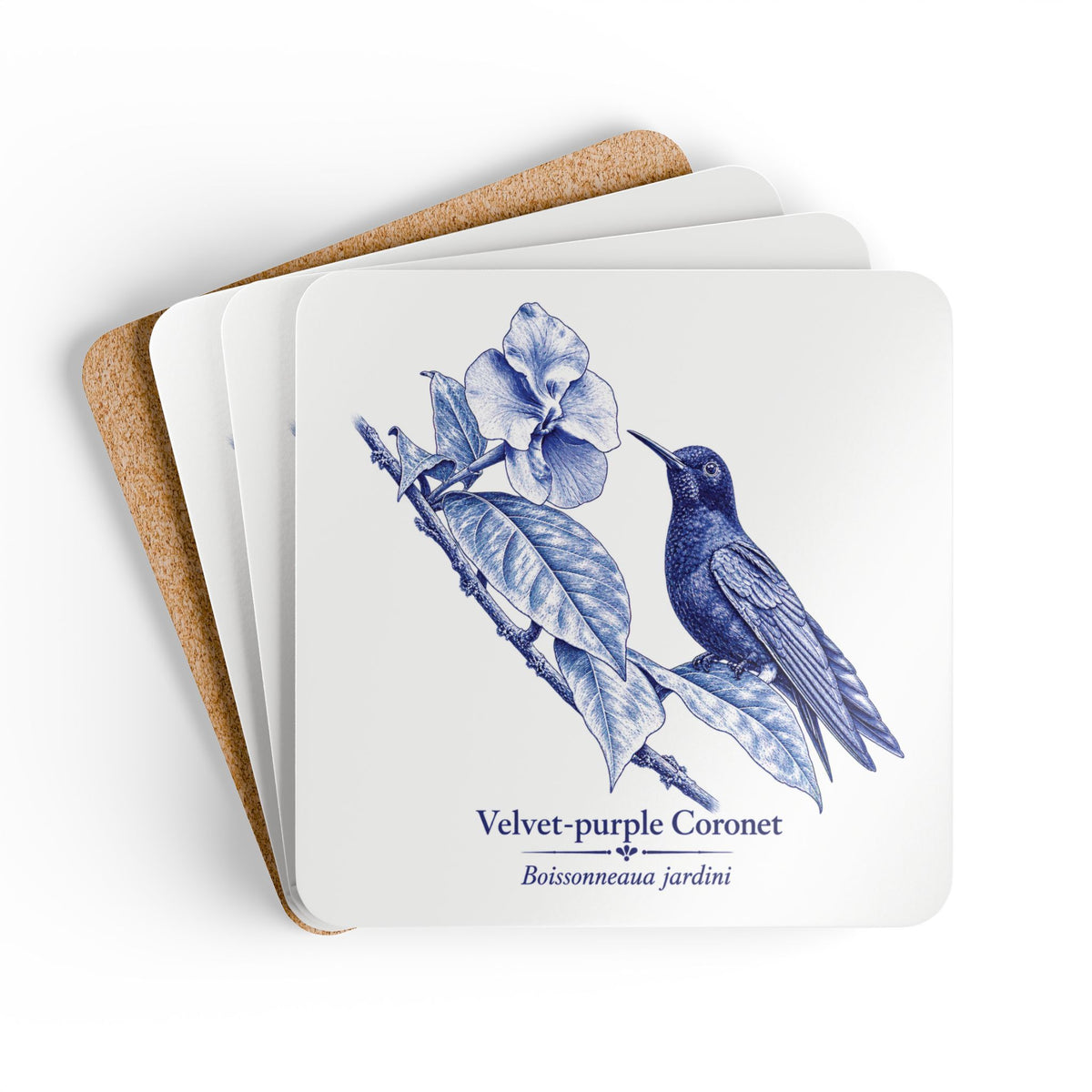 Velvet-purple Coronet Blue Melft Cork Coaster Set