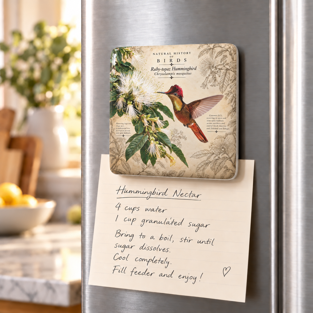 Ruby-topaz Hummingbird Porcelain Magnet