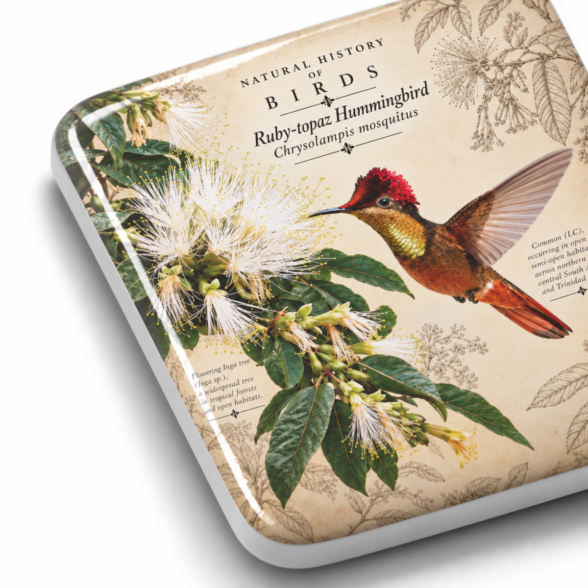 Ruby-topaz Hummingbird Porcelain Magnet