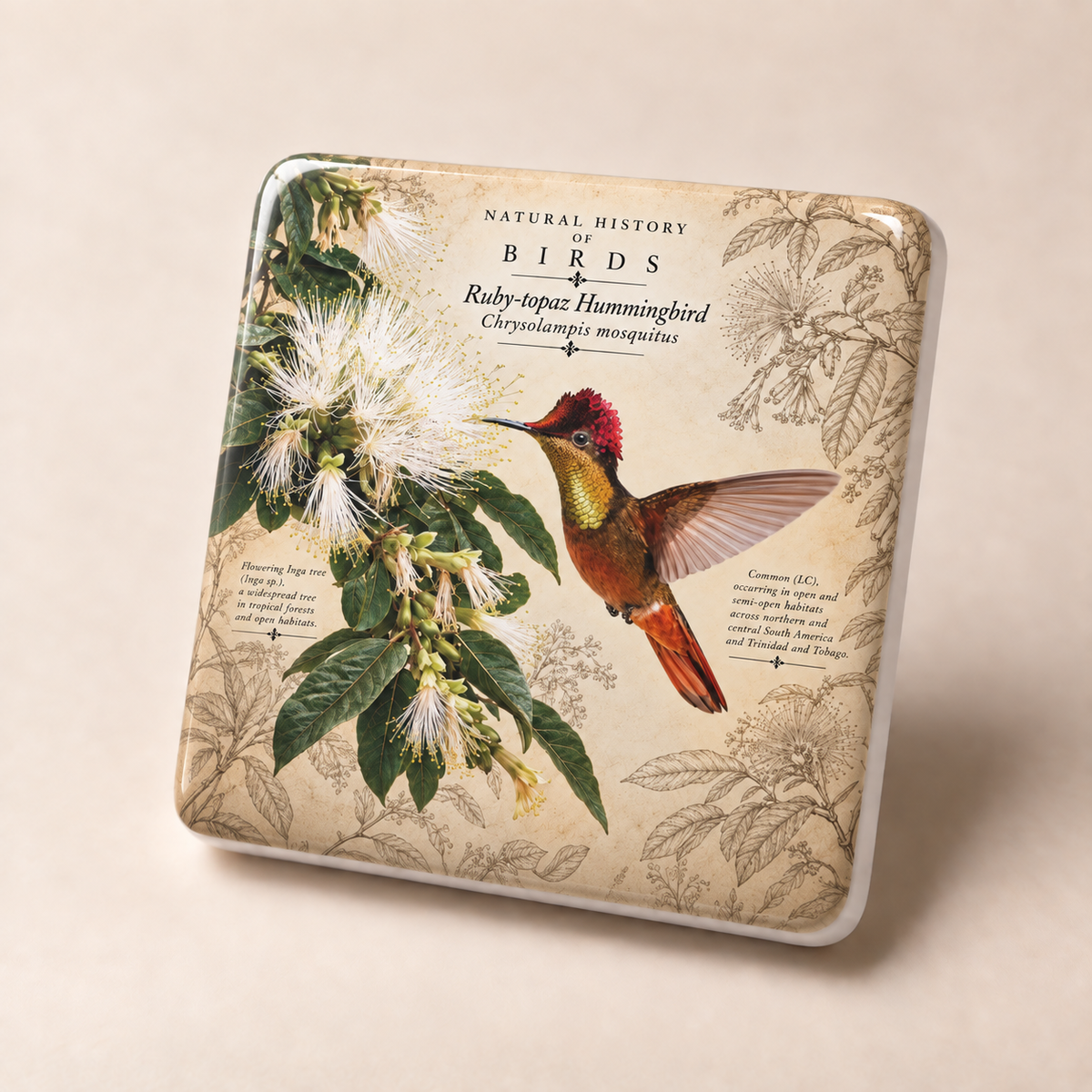 Ruby-topaz Hummingbird Porcelain Magnet
