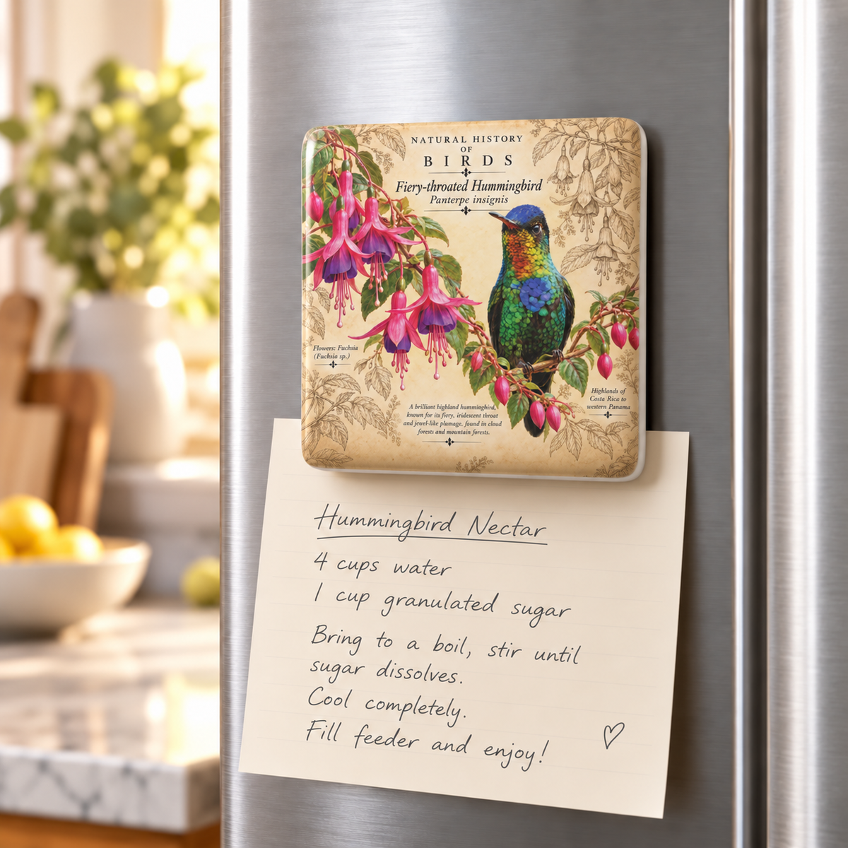 Fiery-throated Hummingbird Porcelain Magnet