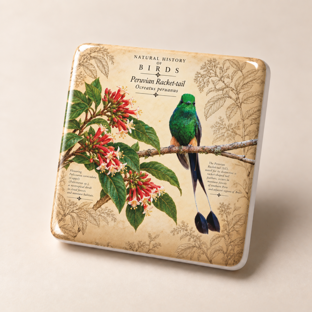 Peruvian Racket-tail Porcelain Magnet