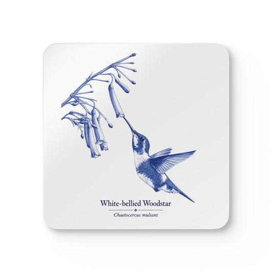 White-bellied Woodstar Blue Delft Cork Coaster Set