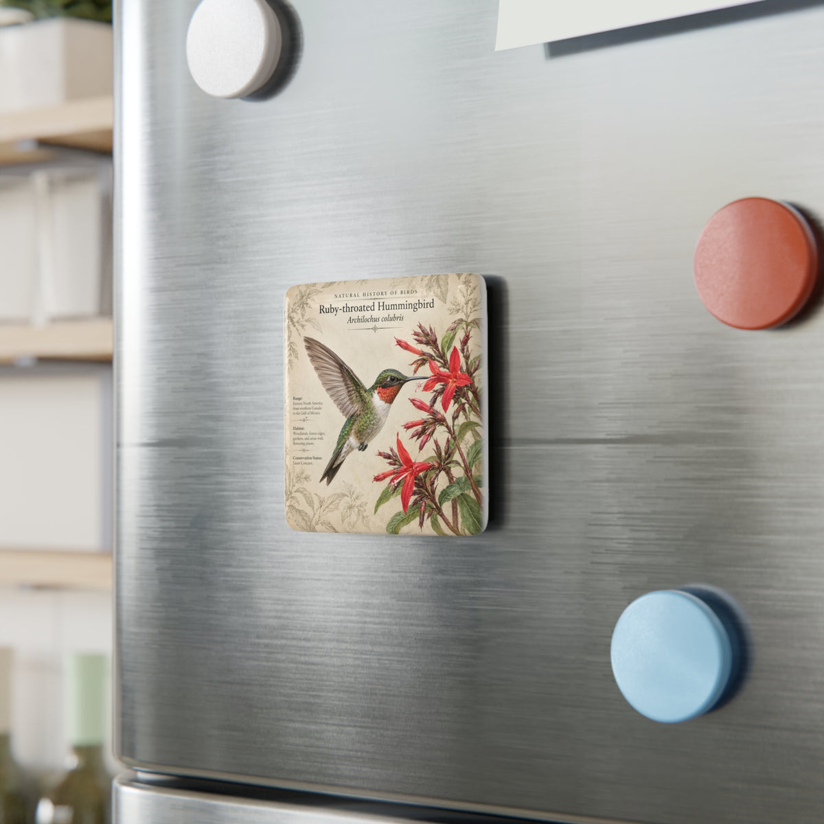 Ruby-throated Hummingbird Porcelain Magnet