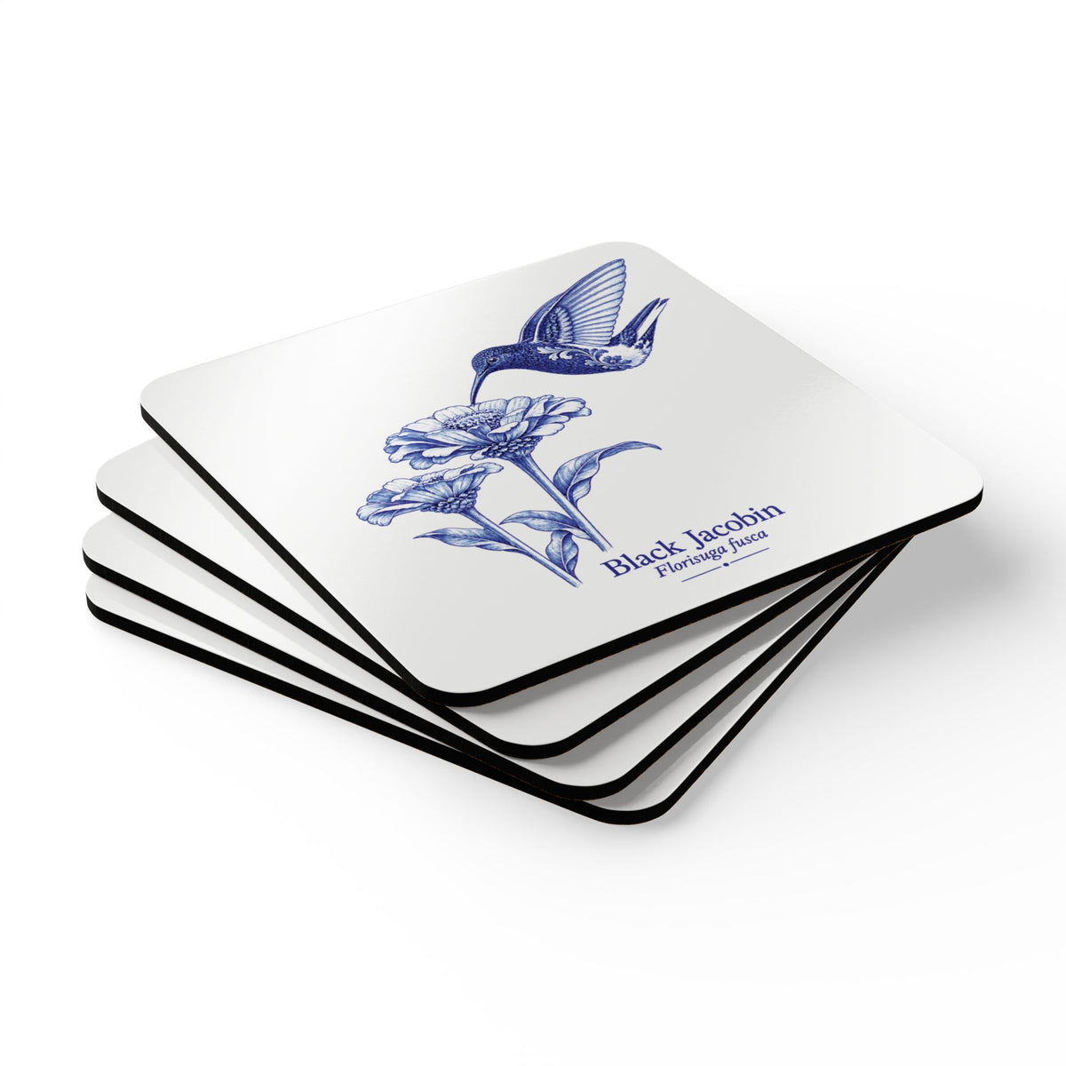 Black Inca Blue Delft Cork Coaster Set