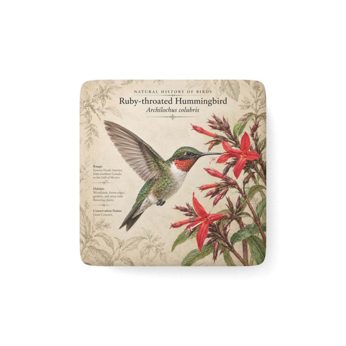Ruby-throated Hummingbird Porcelain Magnet
