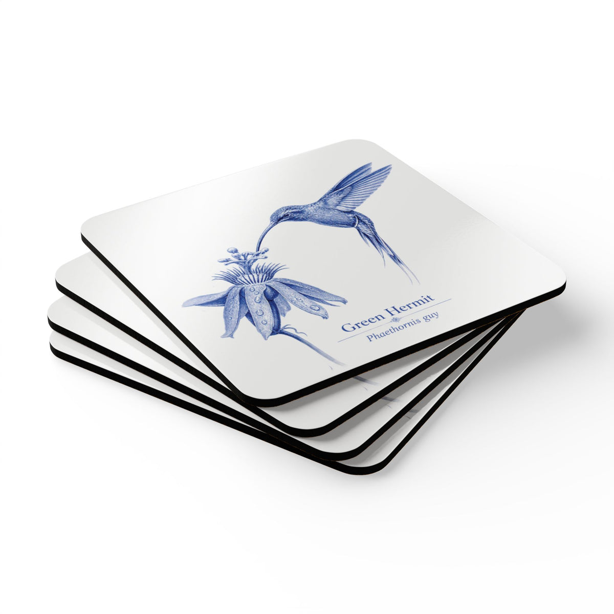 Green Hermit Blue Delft Cork Coaster Set