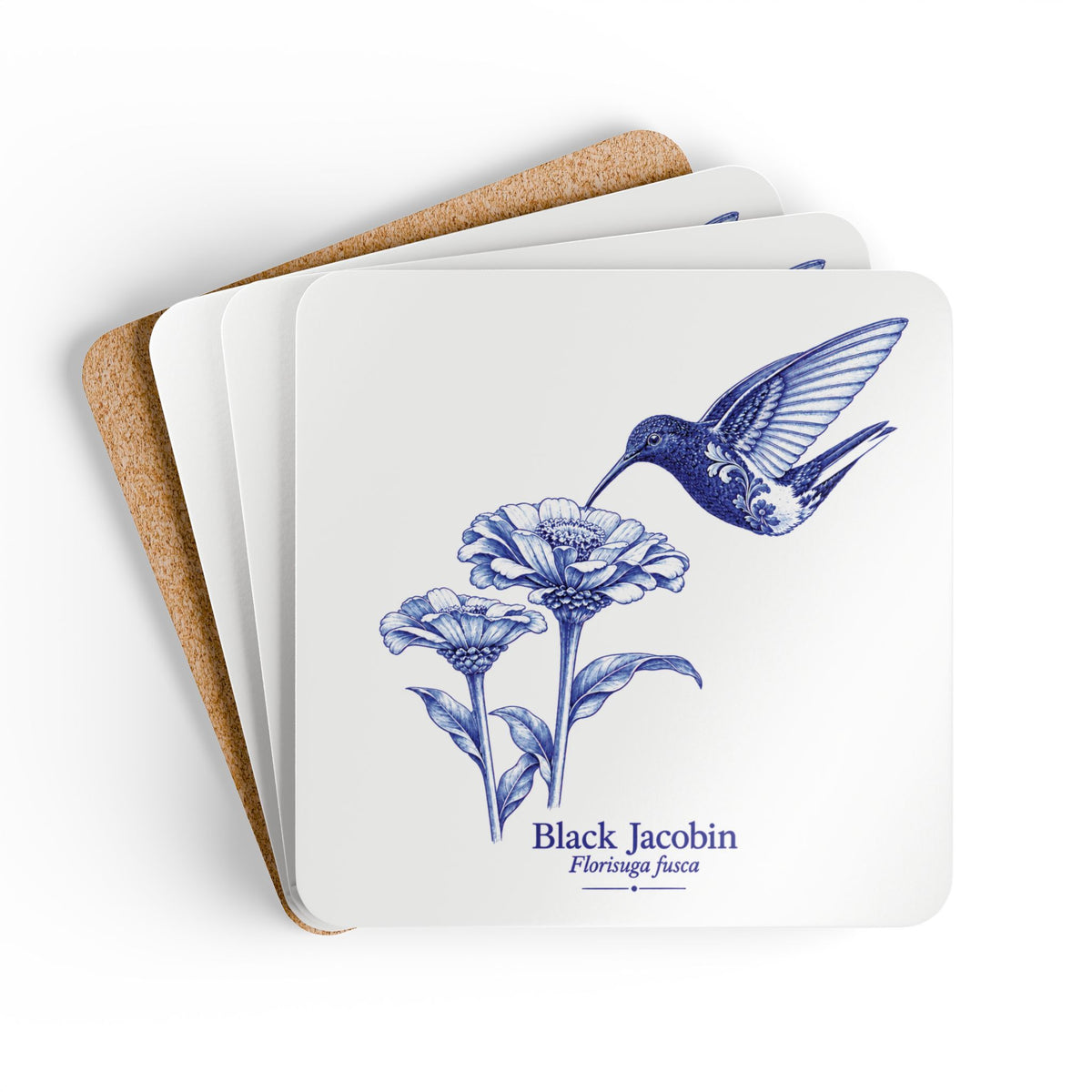 Black Inca Blue Delft Cork Coaster Set