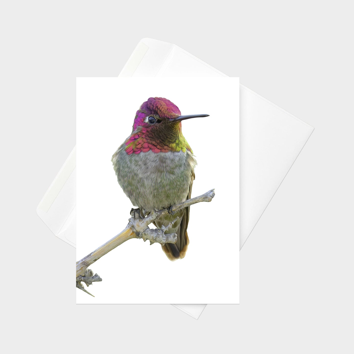 Anna’s Hummingbird note card back view