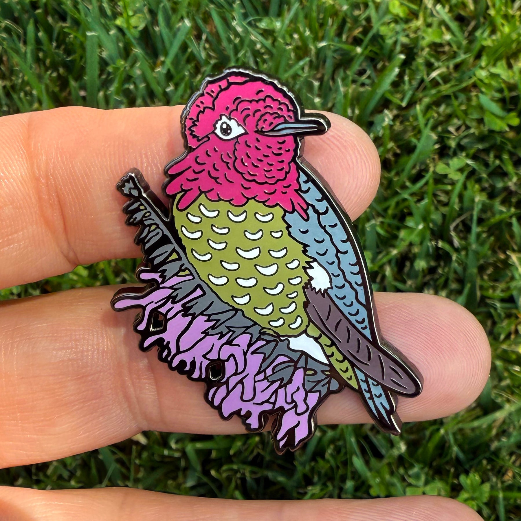 Anna's Hummingbird enamel pin example image