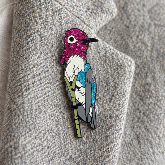 Bee Hummingbird glitter enamel pin by Anthony Lujan