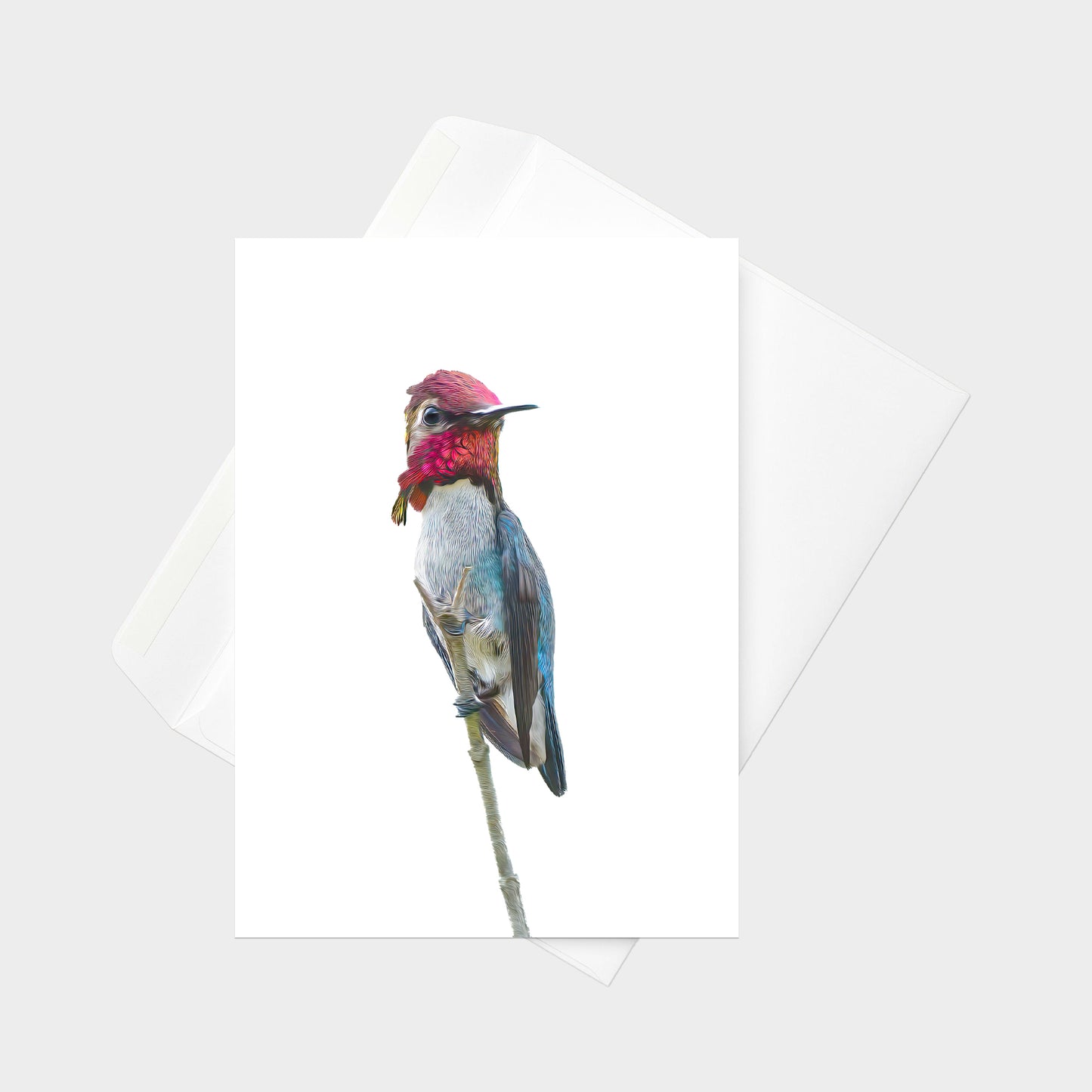 Bee Hummingbird note card back view