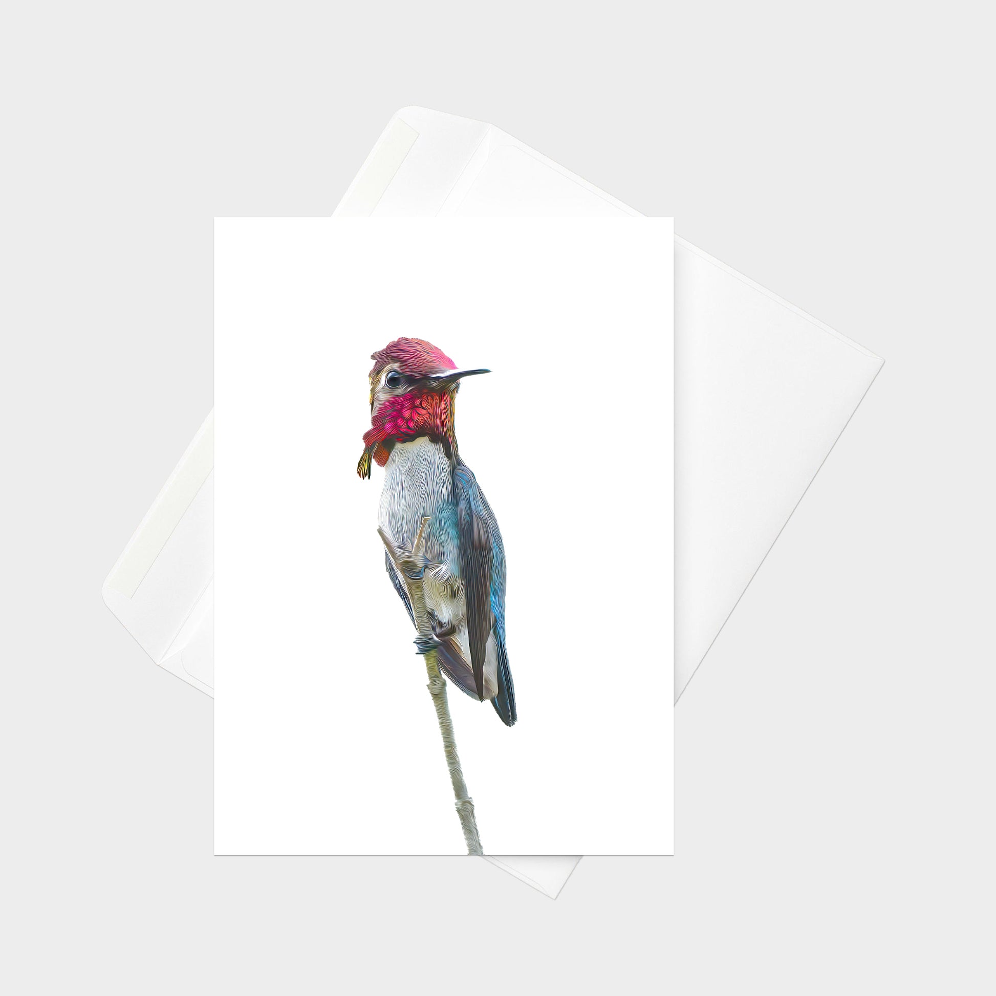 Bee Hummingbird note card back view
