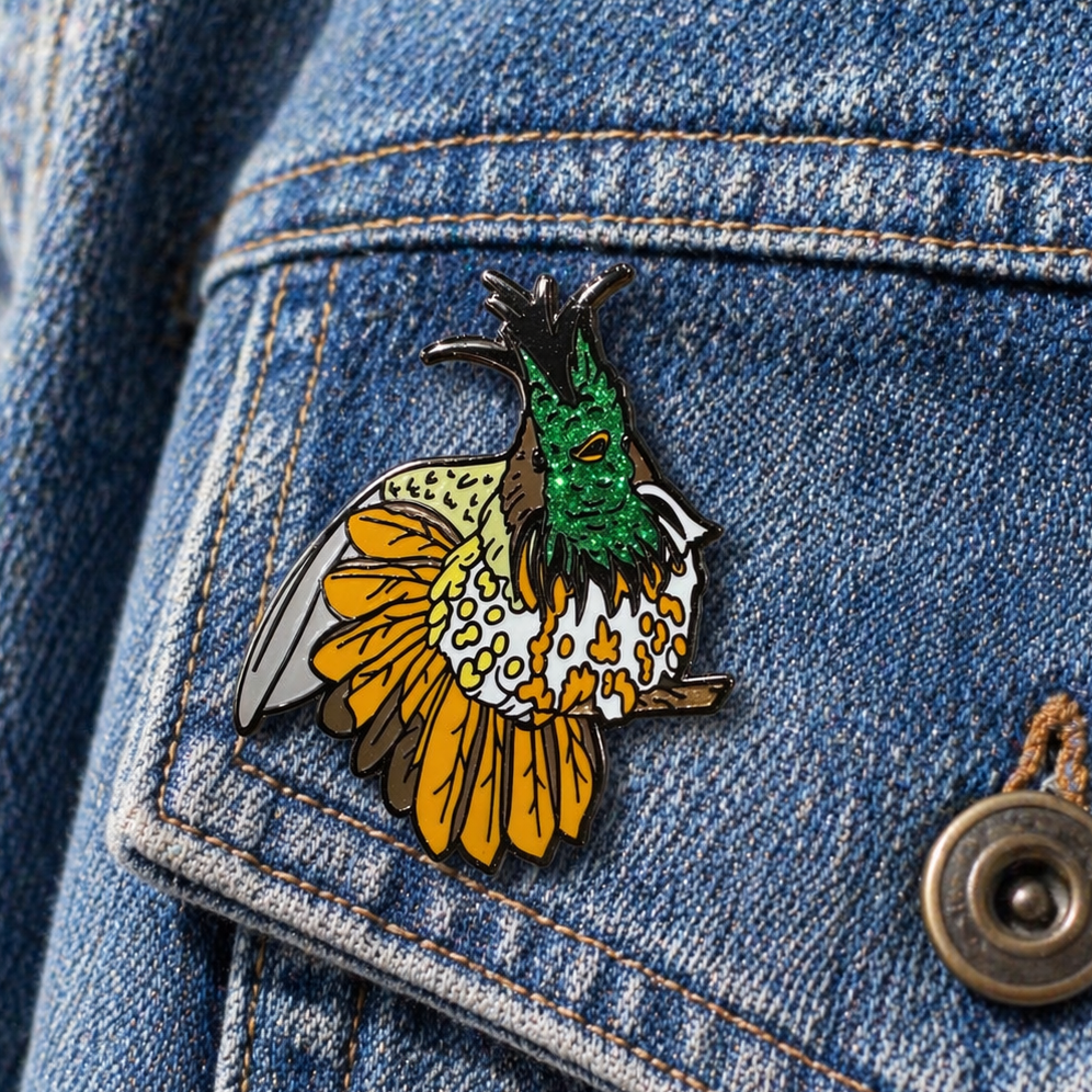 Glitter enamel hummingbird pin