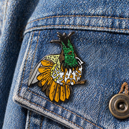 Glitter enamel hummingbird pin
