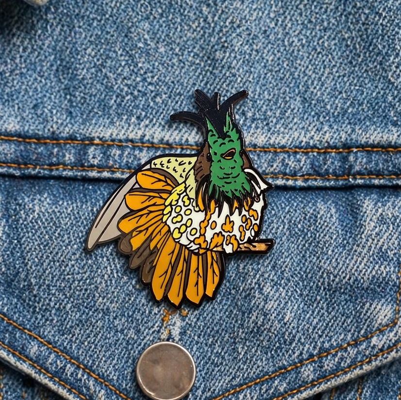 Black-crested Coquette enamel pin