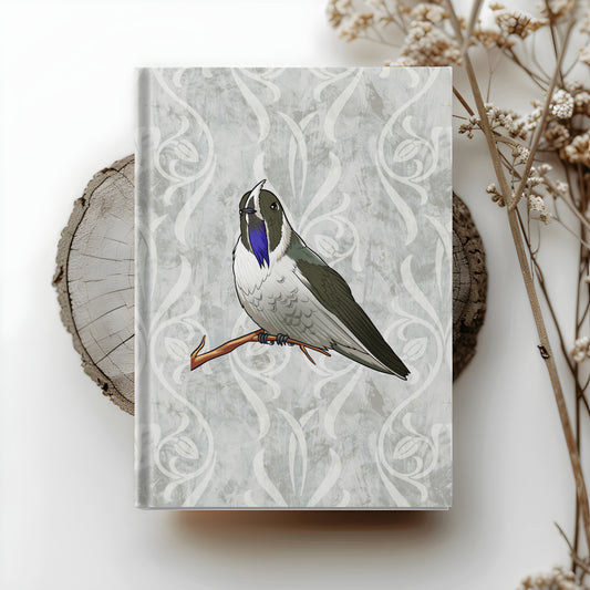 Blue-bearded Helmetcrest hardcover journal with wraparound hummingbird artwork