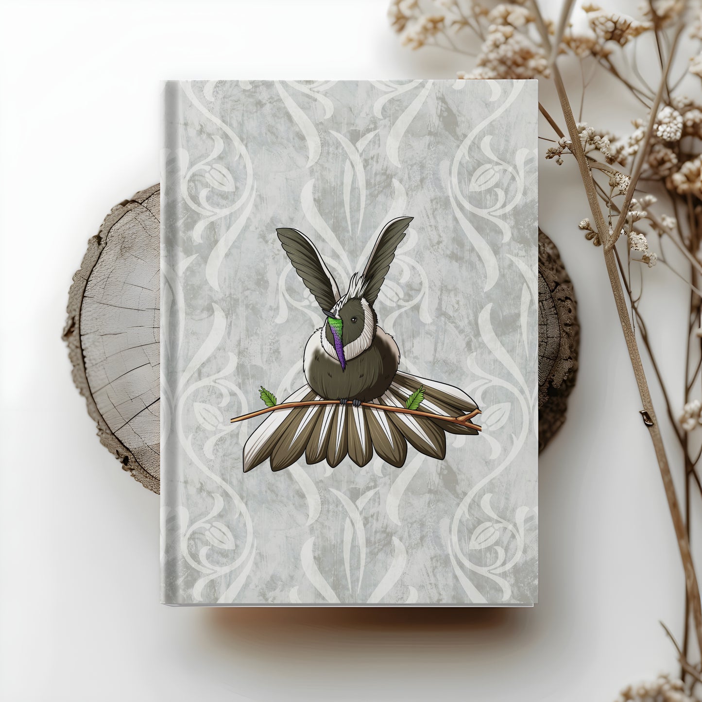 Buffy Helmetcrest hardcover journal with wraparound hummingbird artwork