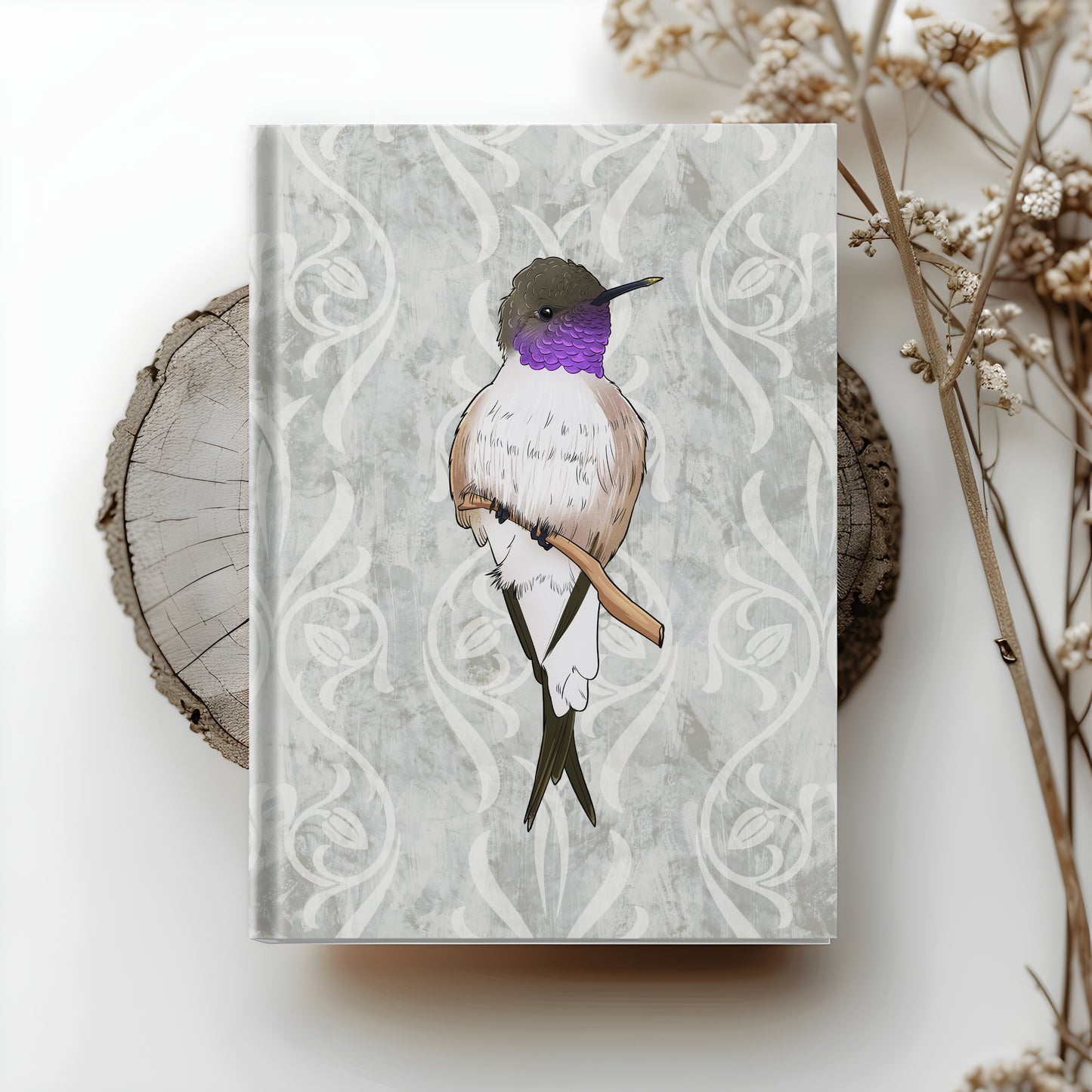 Chilean Woodstar hardcover journal with wraparound hummingbird artwork