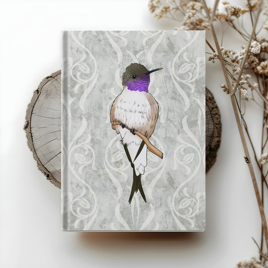 Chilean Woodstar hardcover journal with wraparound hummingbird artwork