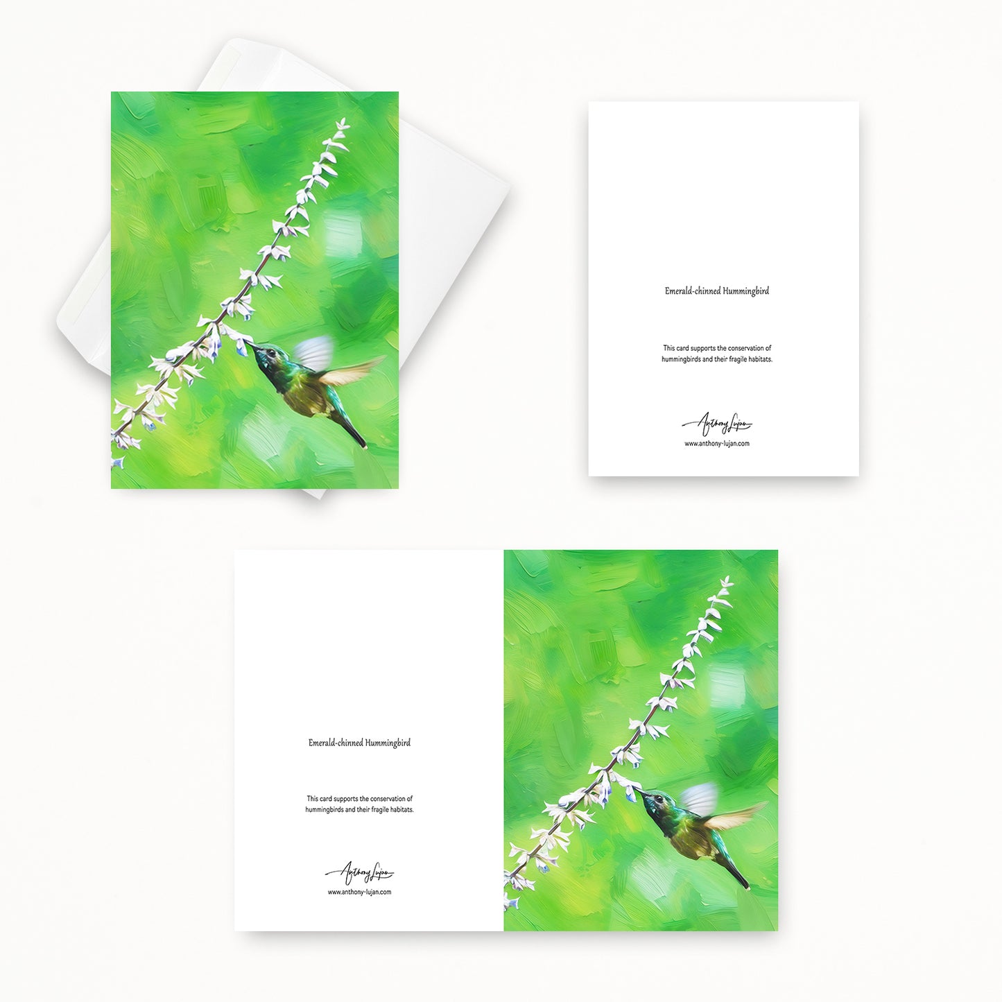 Emerald-chinned Hummingbird | 5x7 Note Card