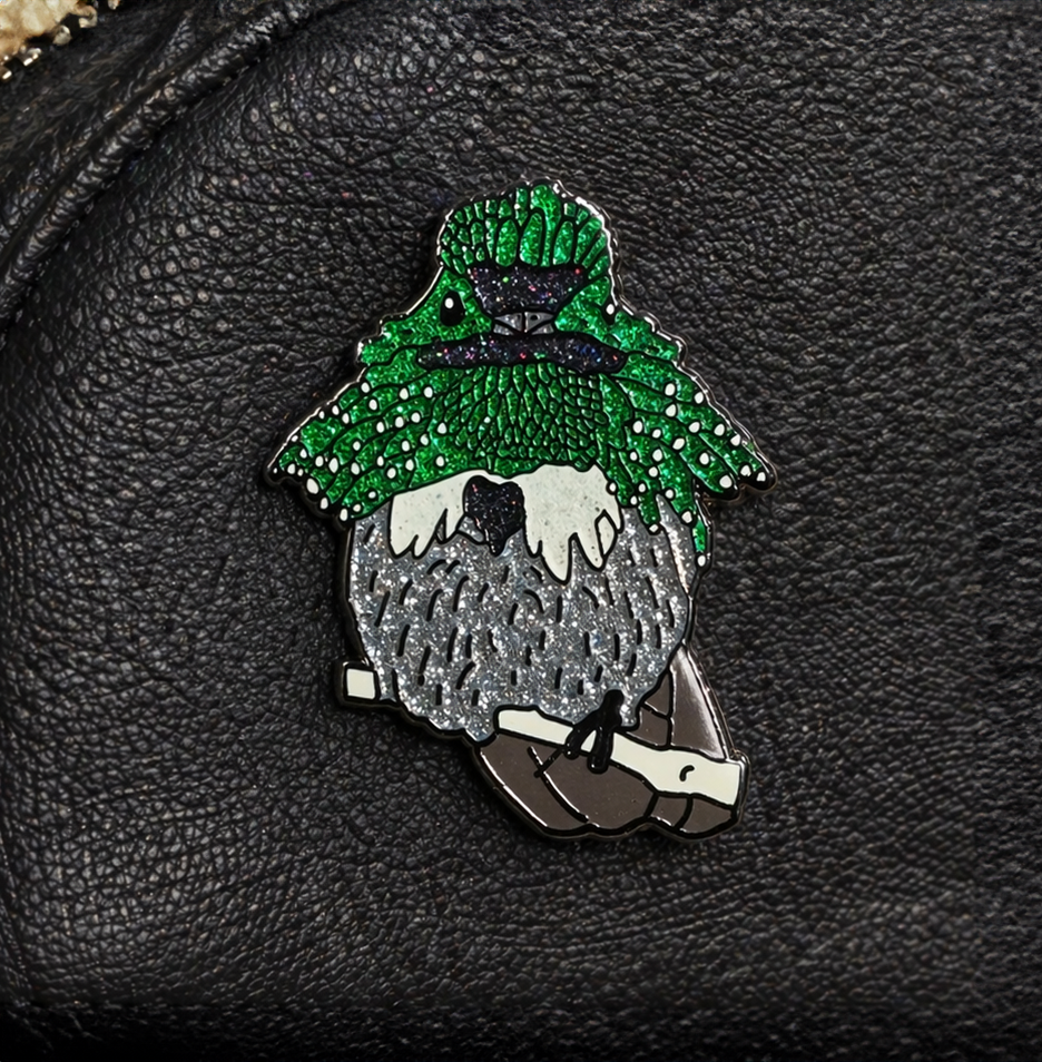 Festive Coquette glitter enamel pin