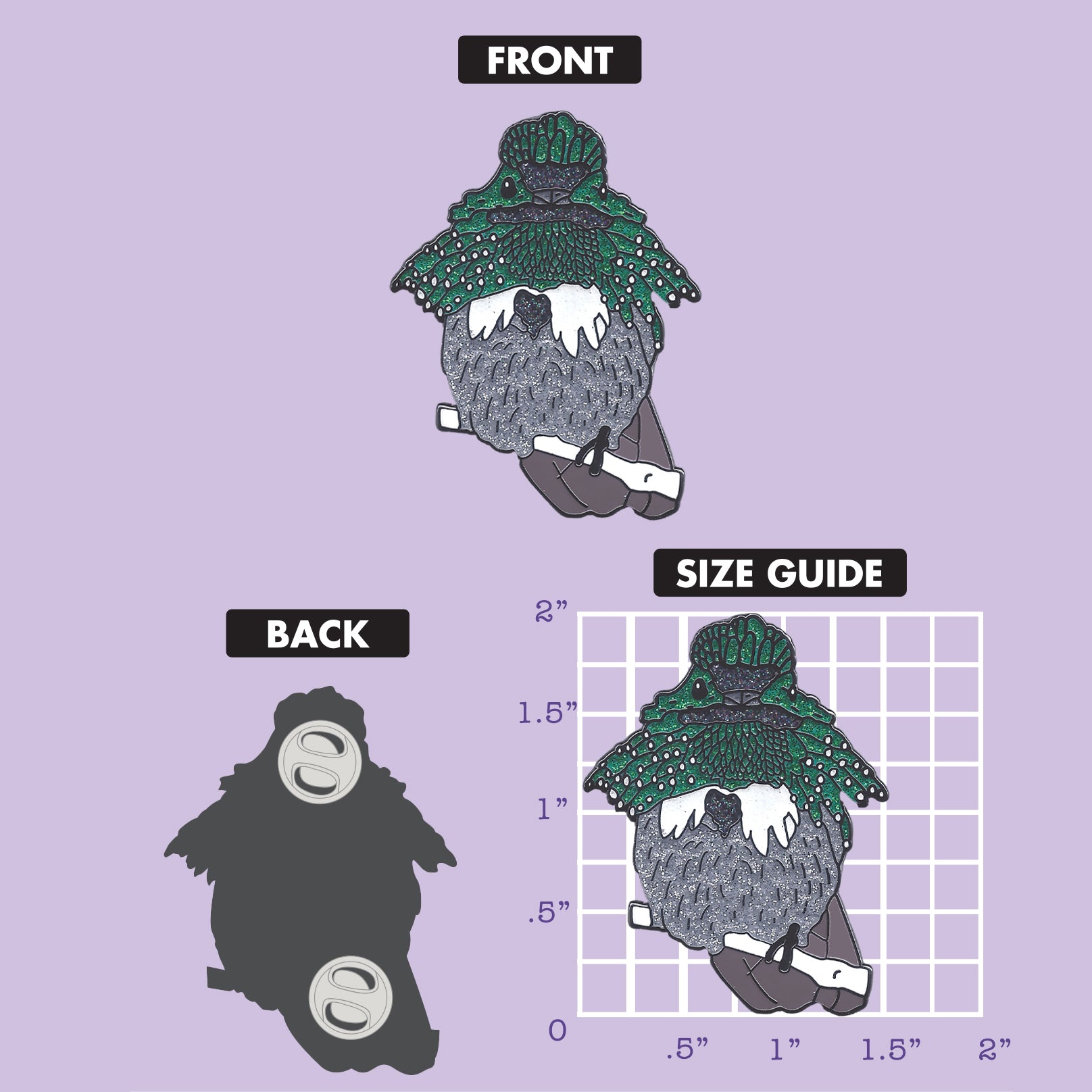 Festive Coquette pin size chart
