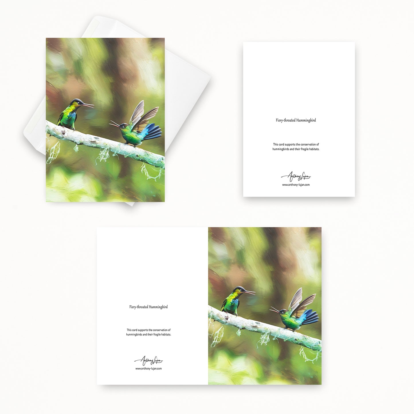 Fiery-throated Hummingbird | 5x7 Note Card