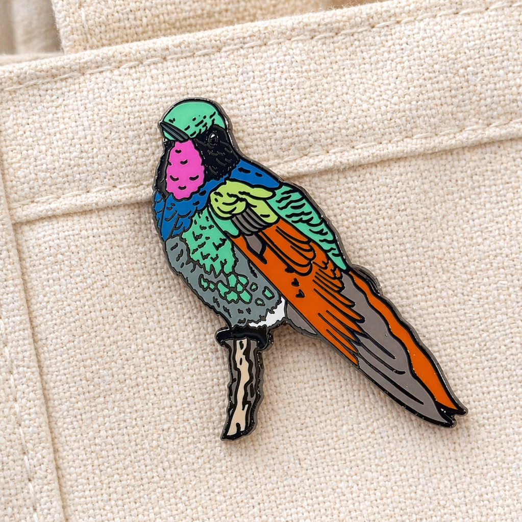 Garnet-throated Hummingbird enamel pin