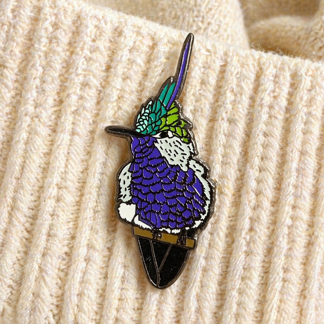 Green-crowned Plovercrest enamel pin