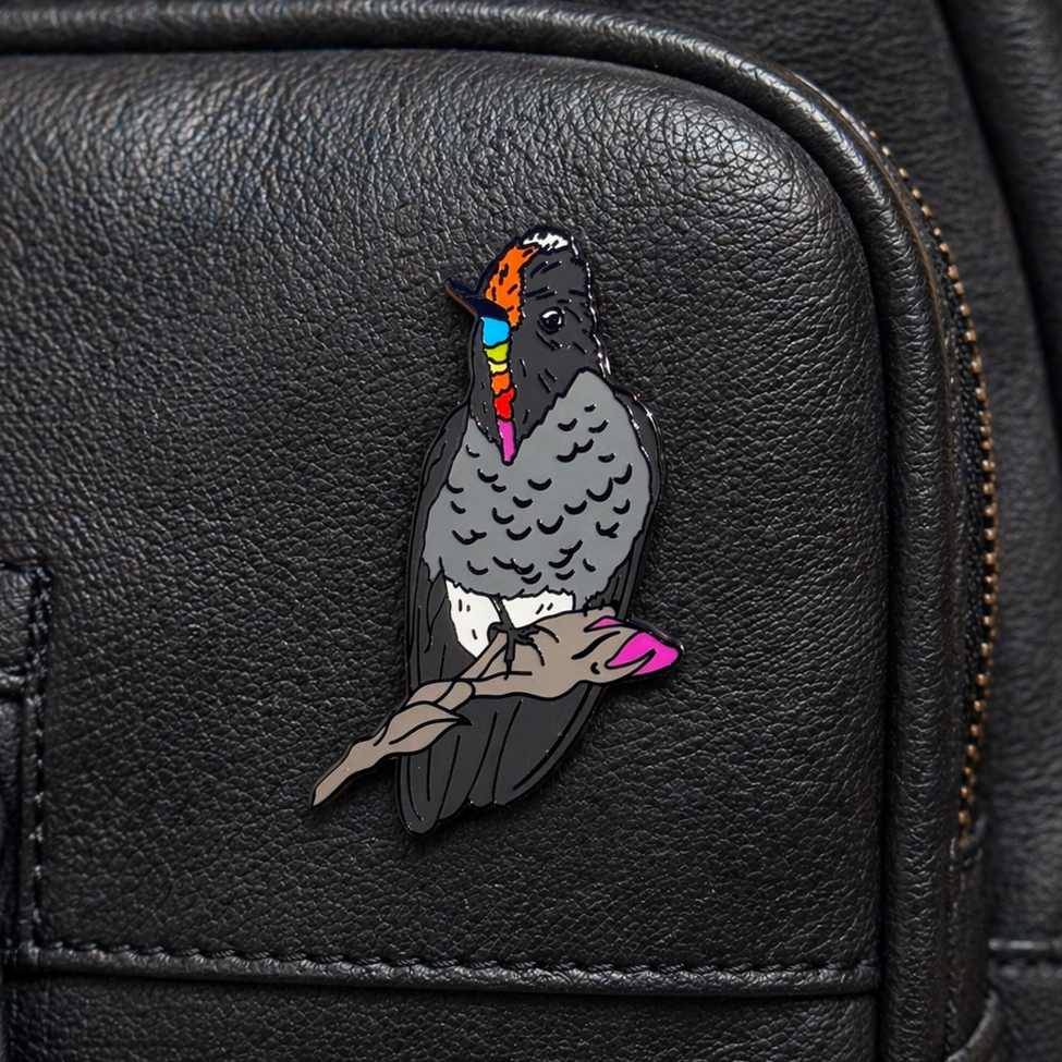 Rainbow-bearded Thornbill enamel pin