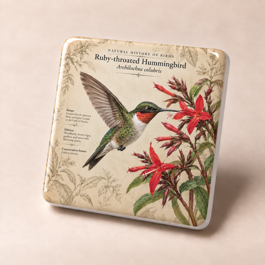 Ruby-throated Hummingbird Porcelain Magnet