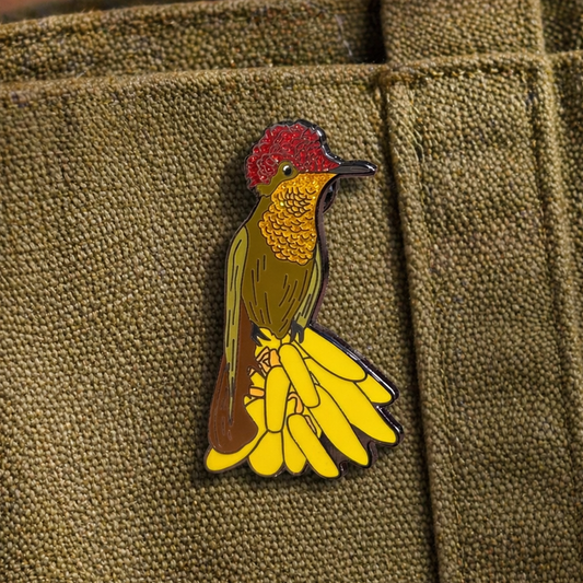 Ruby-topaz Hummingbird glitter enamel pin