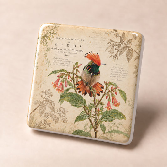 Rufous-crested Coquette Porcelain Magnet