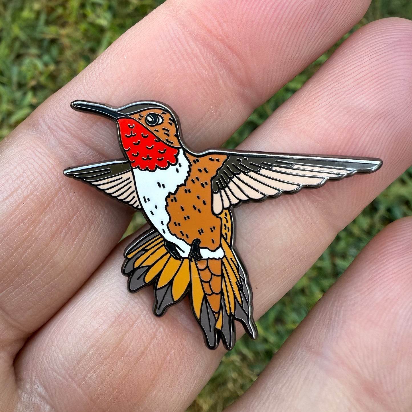 Rufous Hummingbird enamel pin example image