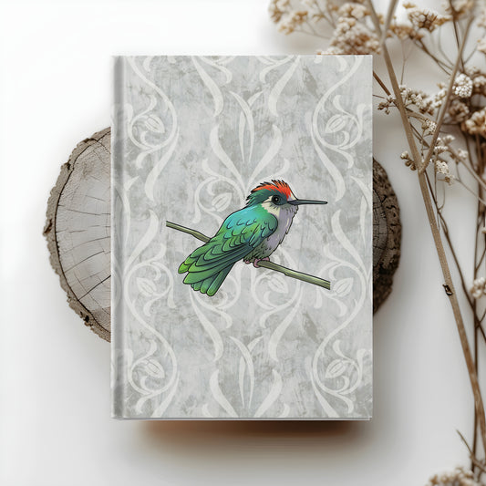Tolima Blossomcrown hardcover journal with wraparound hummingbird artwork
