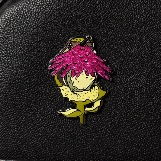Wine-throated Hummingbird glitter enamel pin