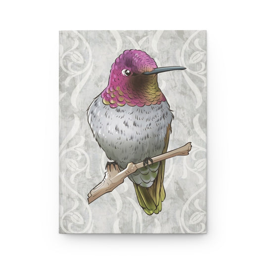 Anna’s Hummingbird hardcover journal with wraparound hummingbird artwork